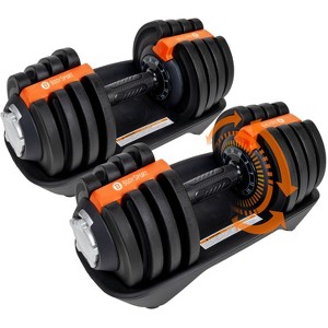 BodySport 40 Pound Adjustable Dumbbell, Pair – Includes 12 Free Weights, Ranging from 3 to 40 Pounds, Ideal for Home Gym Workouts and Weight Training - 1 of 4