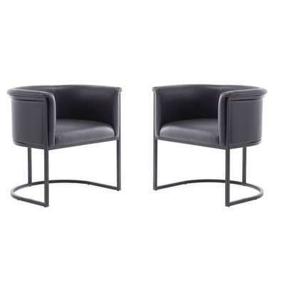 Set of 2 Bali Faux Leather Dining Chairs Black - Manhattan Comfort