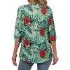 Nlife Women's Casual V Neck Floral Print 3/4 Length Sleeve Blouses Tropical Hawaiian Shirt Tops - 4 of 4