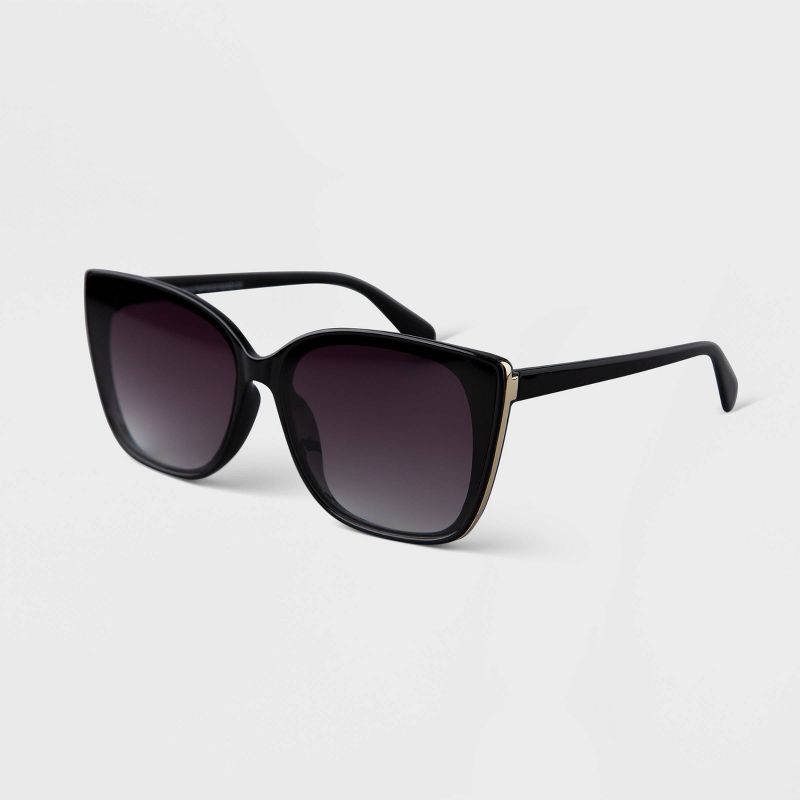 Women&#39;s Oversized Cateye Sunglasses - A New Day&#8482; Black, 2 of 4
