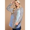 Slickblue Women's Plus Size French Terry Top, Tie Dye Color Block Style, Animal Print Accent, Blue/Grey, 1XL-3XL - 4 of 4
