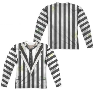 Men's Beetlejuice Beetlejuice Suit Front Back Print Long Sleeve Costume T-Shirt - 1 of 4
