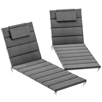 Outsunny Foldable Lounge Chair Cushion Set of 2, UPF50+ 230gsm Olefin and 25D High-Density Foam, Chaise Lounge Cushion Set, 80" x 26"