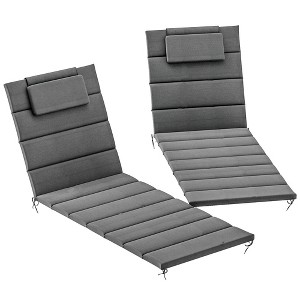 Outsunny Foldable Lounge Chair Cushion Set of 2, UPF50+ 230gsm Olefin and 25D High-Density Foam, Chaise Lounge Cushion Set, 80" x 26" - 1 of 4