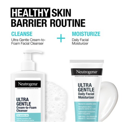 Neutrogena Ultra Gentle Cream-to-Foam Face Cleanser - Fragrance Free - 8.5 fl oz: For Normal, Combination, Sensitive, Dry Skin