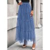 Tulle Skirts for Women 2025 Fall Fashion Elastic High Waisted Fairy Tiered Flowy A-Line Casual Maxi Long Skirt Grey Blue - 3 of 4