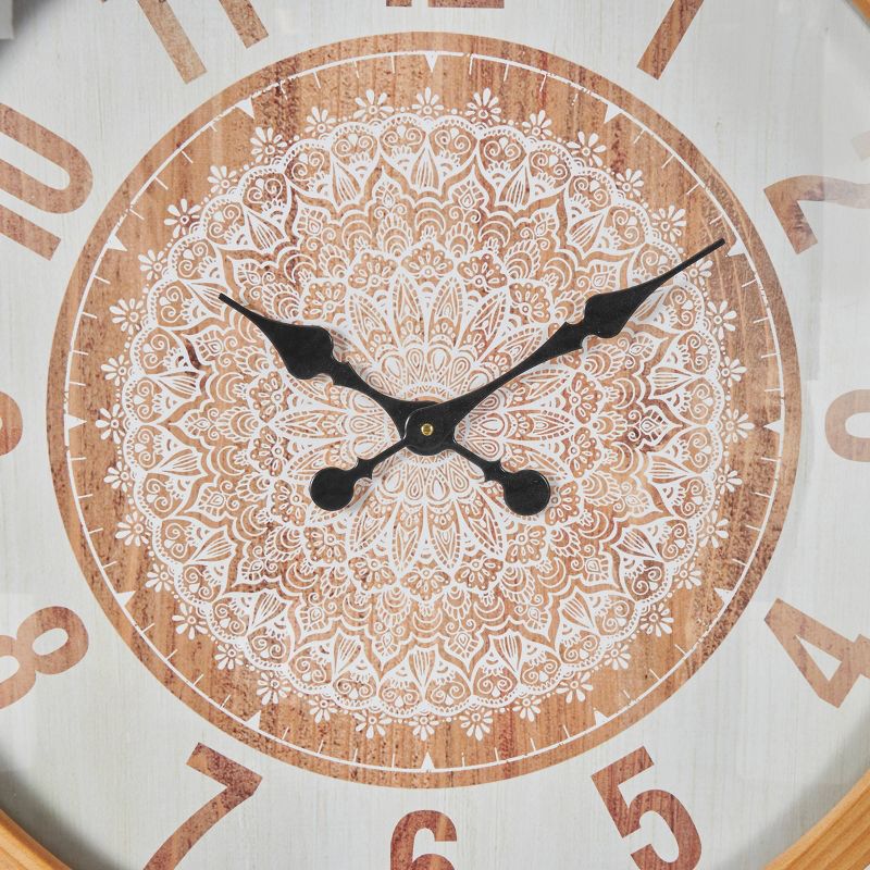 30&#34;x30&#34; Wooden Mandala Wall Clock with White Backing Brown - Olivia &#38; May, 3 of 11