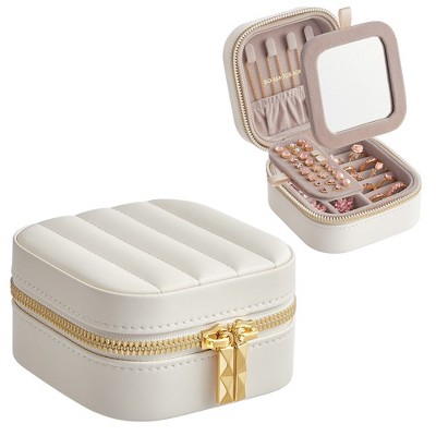 Anah Travel Jewelry Box, Portable Pu Jewelry Case Organizer With Mirror ...