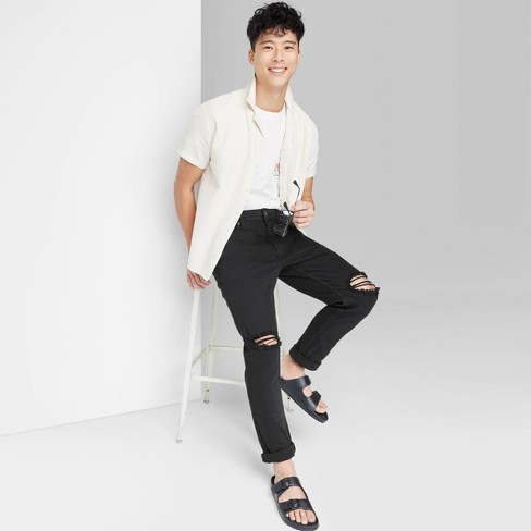 Black slim hotsell fit tapered jeans