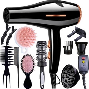 Morfone 12-piece multi-functional hair dryer set, capable of quickly drying hair - compact and portable, suitable for the whole family - gift set. - 1 of 4