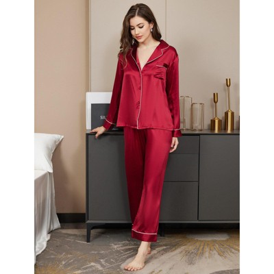 SilkSilky Women's Binding Trim Classic Pure Silk Pajama Set