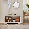 KTMBDW 2-Tier Storage Bench,Shoe Bench with Thickened Padded Seat Cushion, Entryway Bench with 2 Doors,Adjustable Shelf for Entryway,Living Room,White - 3 of 4