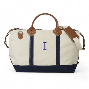 Personalization Mall Weekender Embroidered Initial Navy Canvas Duffel Bag - 1 of 1