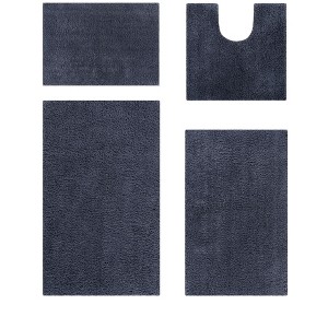 Micro Plush Collection 100% Polyester Solid Tufted 5 Piece Bathroom Rug Set with Gel Form Backing, Machine Washable - 1 of 4