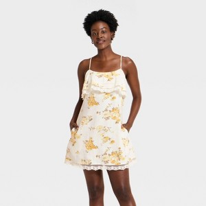 white christmas dresses Beach Summer Cover Up Mini Dress Yellow / One Size main image 1