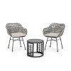 Christopher Knight Home Gulley Outdoor Wicker 3 Piece Chat Set with Cushion, White/Black - 2 of 4