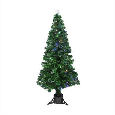 Northlight 6' Prelit Artificial Christmas Tree Full LED Color Changing Fiber Optic with Star Tree Topper - Multicolor Lights