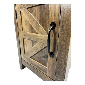 Gulches Farmhouse End Table with Charging Station, Nightstand with Barn Door & Drawer, 3-in-1 Storage Side Table for Bedroom Living Room, Brown - 1 of 4