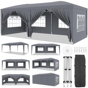10×20 Ft Outdoor Party Tent, Pop Up Canopy Tent with 6 Removable Sidewalls, Heavy Duty Gazebo Shelter, Block Uv and Waterproof Wedding Tent - 1 of 4