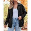 Women's Oversized Leather Jacket Casual Long Sleeve Zip Up Coat Jacket with Side Pockets - 3 of 4