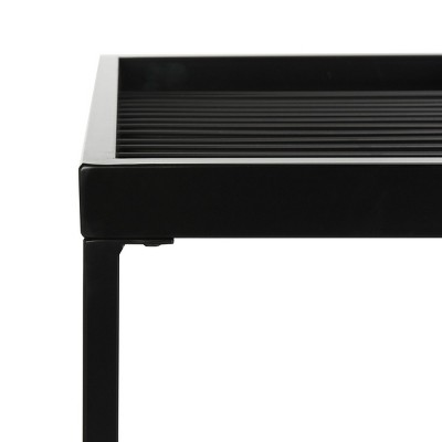 Modern Rectangular Black and White Marble Wood Cocktail Table
