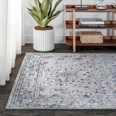 Reversible Gray Medallion 3x5 Synthetic Easy-Care Area Rug