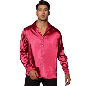 Lars Amadeus Men's Long Sleeves Button Down Prom Party Satin Dress Shirts - 1 of 4