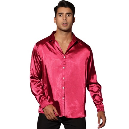 Red silk 2024 dress shirt