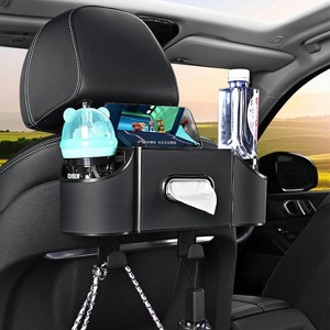 4-in-1 Back Seat Car Organizer with Cup Holders & Tissue Box, Napkin Holder Storage for Phones & Snacks - 1 of 4