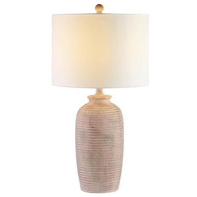 Sandy Pearl Weathered Urn Shape Table Lamp with White Shade