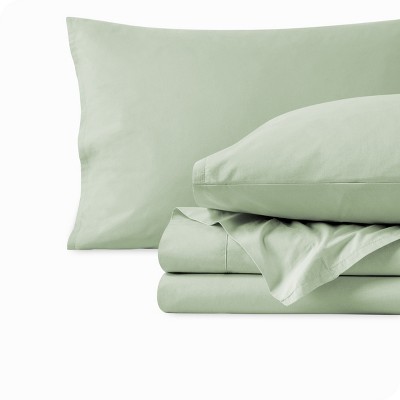 Willow Organic Cotton Percale King Sheet Set in Crisp Green