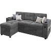 84" L-Shaped Convertible Sofa Bed with Storage, Sleeper Sectional w/ USB Ports & Cup Holders for Small Spaces - 4 of 4
