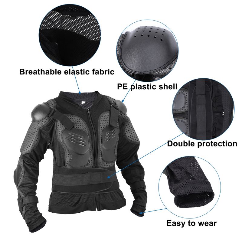 Unique Bargains Dirt Bike Motorcycle Riding Protective Full Body Armor Thorax Back Backbone Protector for Off-Road Cycling Black Size XL, 3 of 6