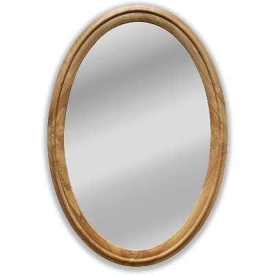 Chloe Lighting Reflection Contemporary Maple Wood Finish Oval Framed Wall Mirror 34" Height