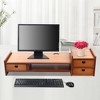 YIYIBYUS Monitor Stand Riser with 3 Drawers 2-Tier Bamboo Wood Computer Riser for Office Desktop - 2 of 4