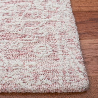 Ivory and Pink Floral Hand-Tufted Wool 6' x 9' Area Rug