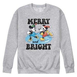 Men's - Disney - Mickey and Minnie Merry and Bright Ice Skating Graphic Fleece Sweatshirt - 1 of 4