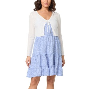 WallFlower Women's Leona Strappy Midi Tiered Rayon Challis Dress With Long Sleeve Cardigan - 1 of 3