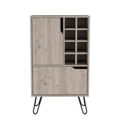 FURNIinspireWine Racks Bar Cabinet Kitchen Cupboard With 8 Built-In Wine Rack, Single Door, Storage Furniture, Gray, 13.3"*23.9"*13.3"