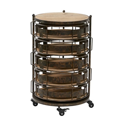 32.5 Farmhouse Wood And Metal 3 Tiered Storage Stand Brown - Linon : Target