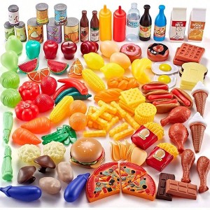 Versatile 143Pc Kitchen Play Set – Fake Food Assortment, Accessories & Storage Bag, Educational Fun for All - 1 of 4