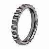 Black Bow Jewelry Black Plated Sterling Silver Stackable Concaved Gear 3.5mm Band - 3 of 4