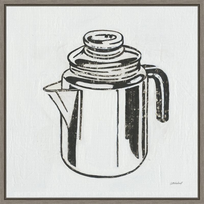 16&#34; x 16&#34; Retro Coffee Pot Kitchen by Kathrine Lovell Framed Wall Canvas - Amanti Art, 1 of 9
