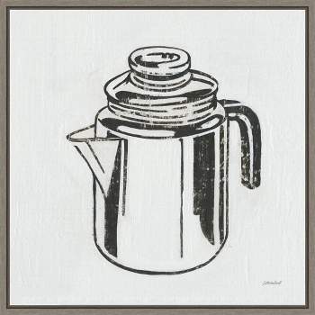 16" x 16" Retro Coffee Pot Kitchen by Kathrine Lovell Framed Wall Canvas - Amanti Art