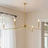 DORESshop  6-Light Gold Industrial Chandelier, Brushed Brass Metal Candle Pendant for Dining Room, Kitchen Island, Bar, Loft - 3 of 4