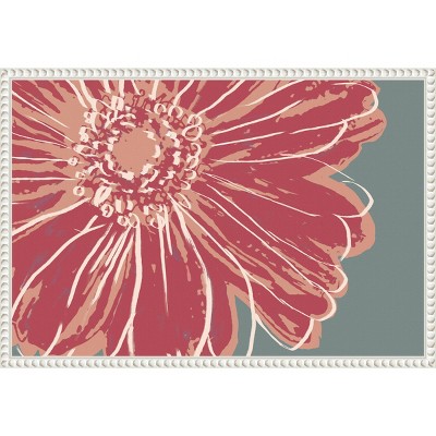 Flower Pop Sketch IV Red Canvas Print with White Floater Frame