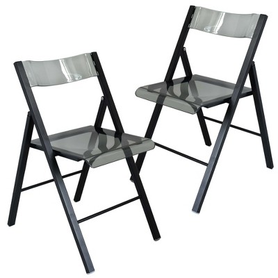 LeisureMod Menno Series Folding Chair with Stainless Steel Frame, Set of 2