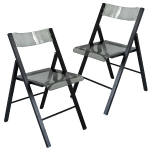 LeisureMod Menno Series Folding Chair with Stainless Steel Frame, Set of 2 - 1 of 4