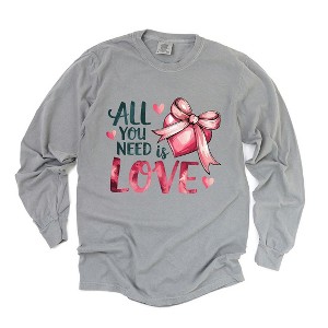 Simply Sage Market Women's All You Need Is Love Coquette Long Sleeve Garment Dyed Tee - 1 of 4
