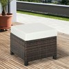 Resenkos Outdoor Footstool Footrest,20" Patio Wicker Ottoman, Multipurpose Outdoor PE Rattan Footrest, Black, Cream White - 4 of 4